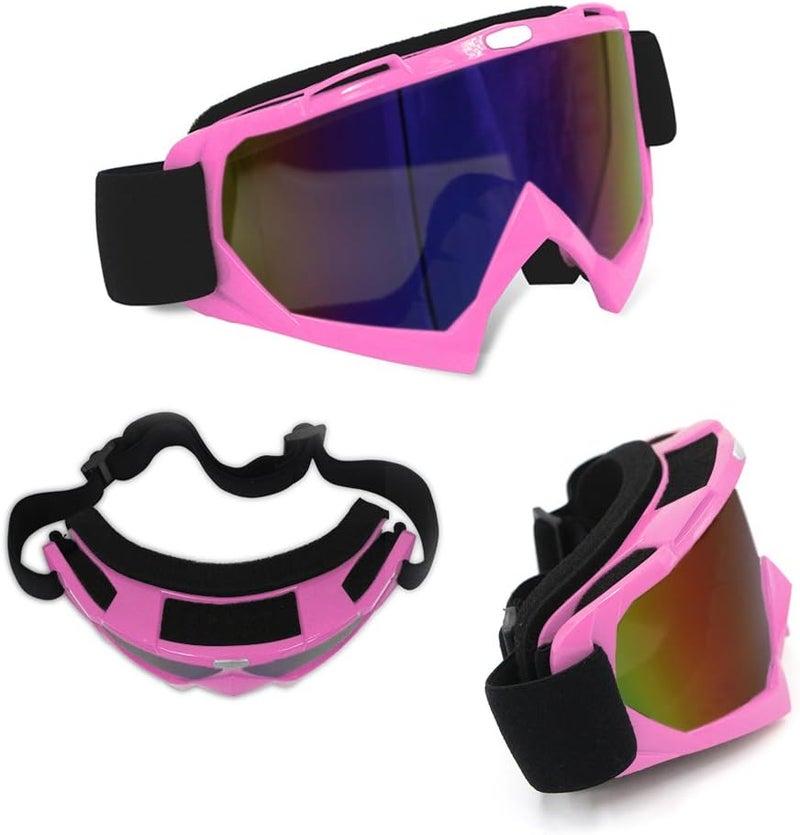 4-FQ Pink Motorcycle Goggles - Windproof, Dustproof, Anti-Scratch, Protective Powersport Goggles for Motocross, Dirt Bike, ATV, Offroad, Skiing - Image 4
